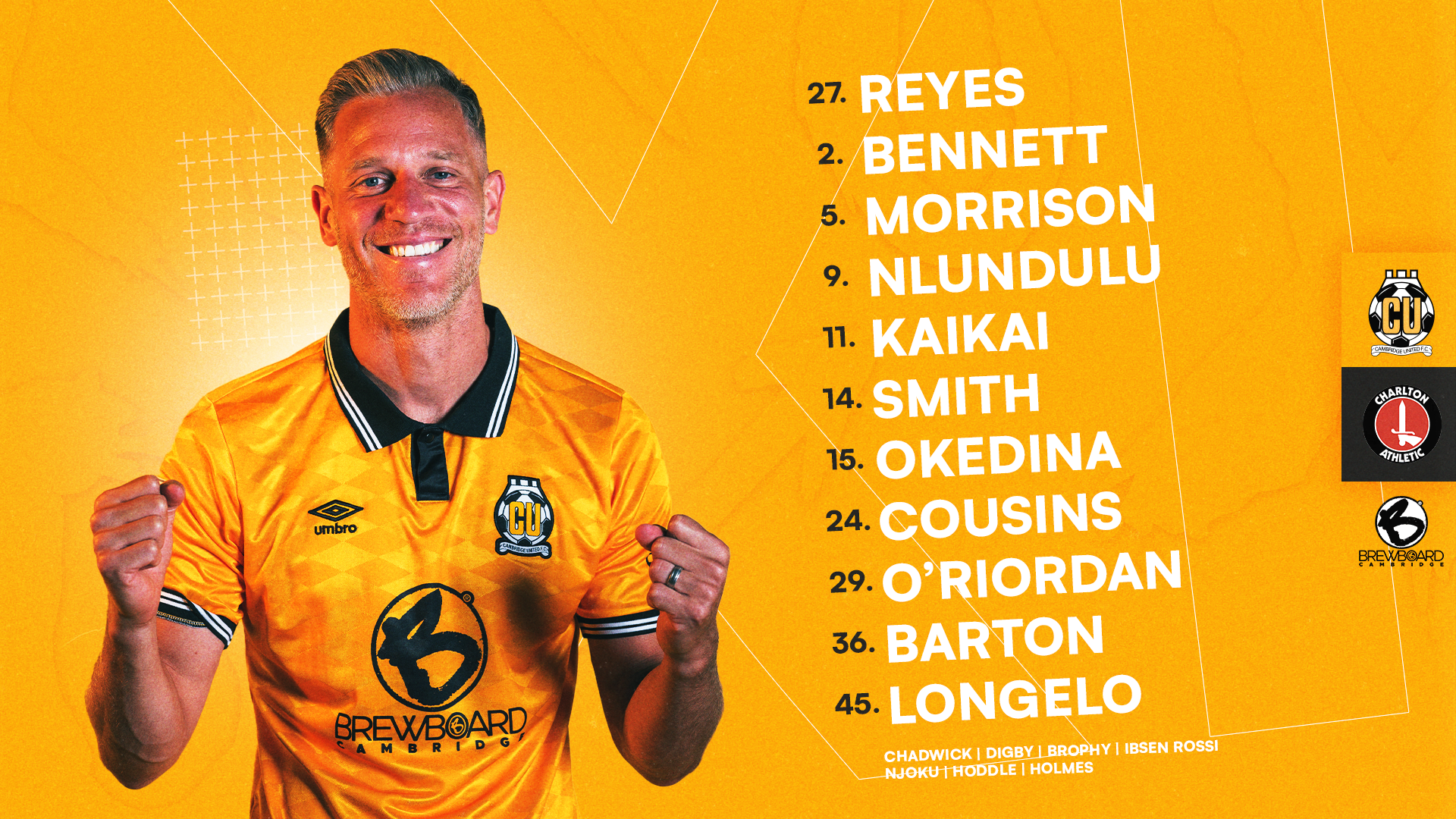 Team News graphic for Cambridge United vs Charlton