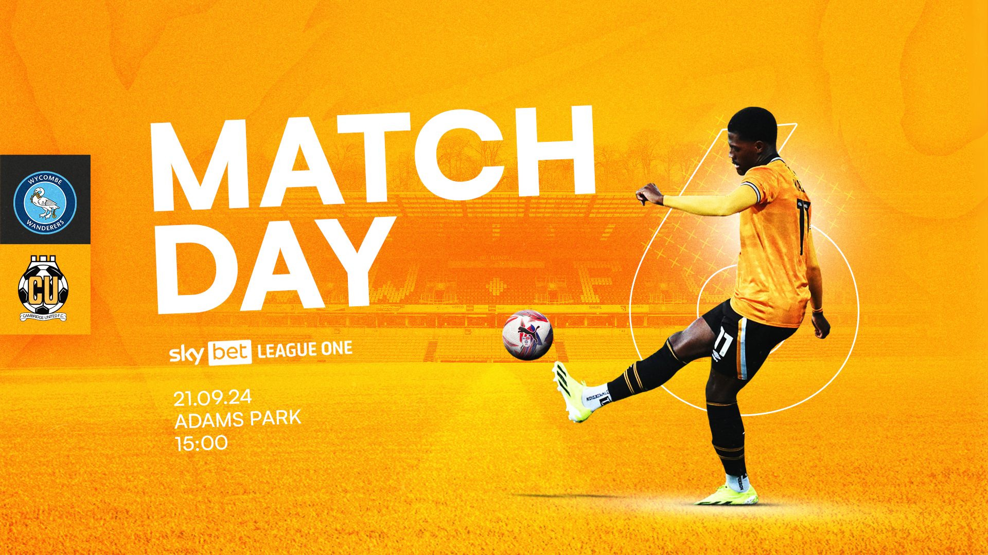 Matchday graphic for Wycombe Wanderers vs Cambridge United