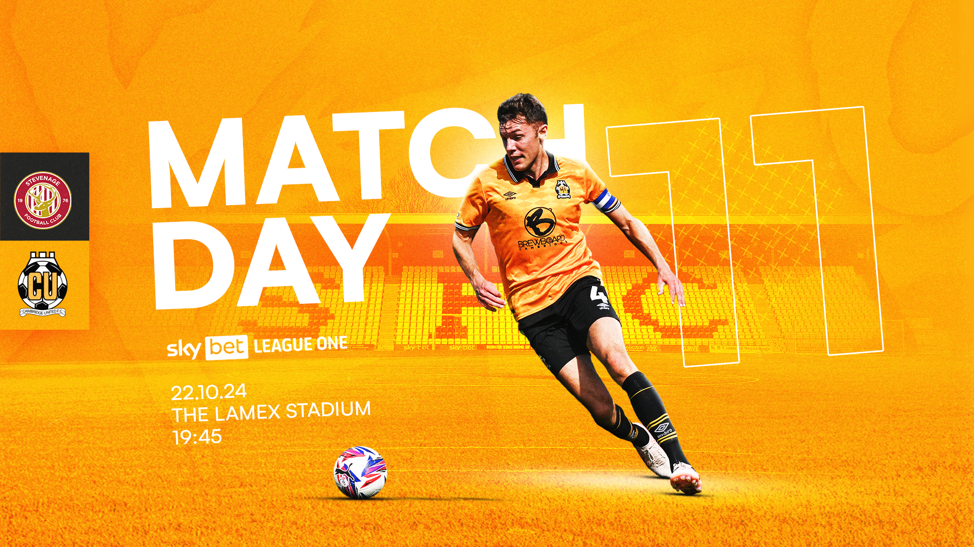 Matchday graphic for Stevenage vs Cambridge United