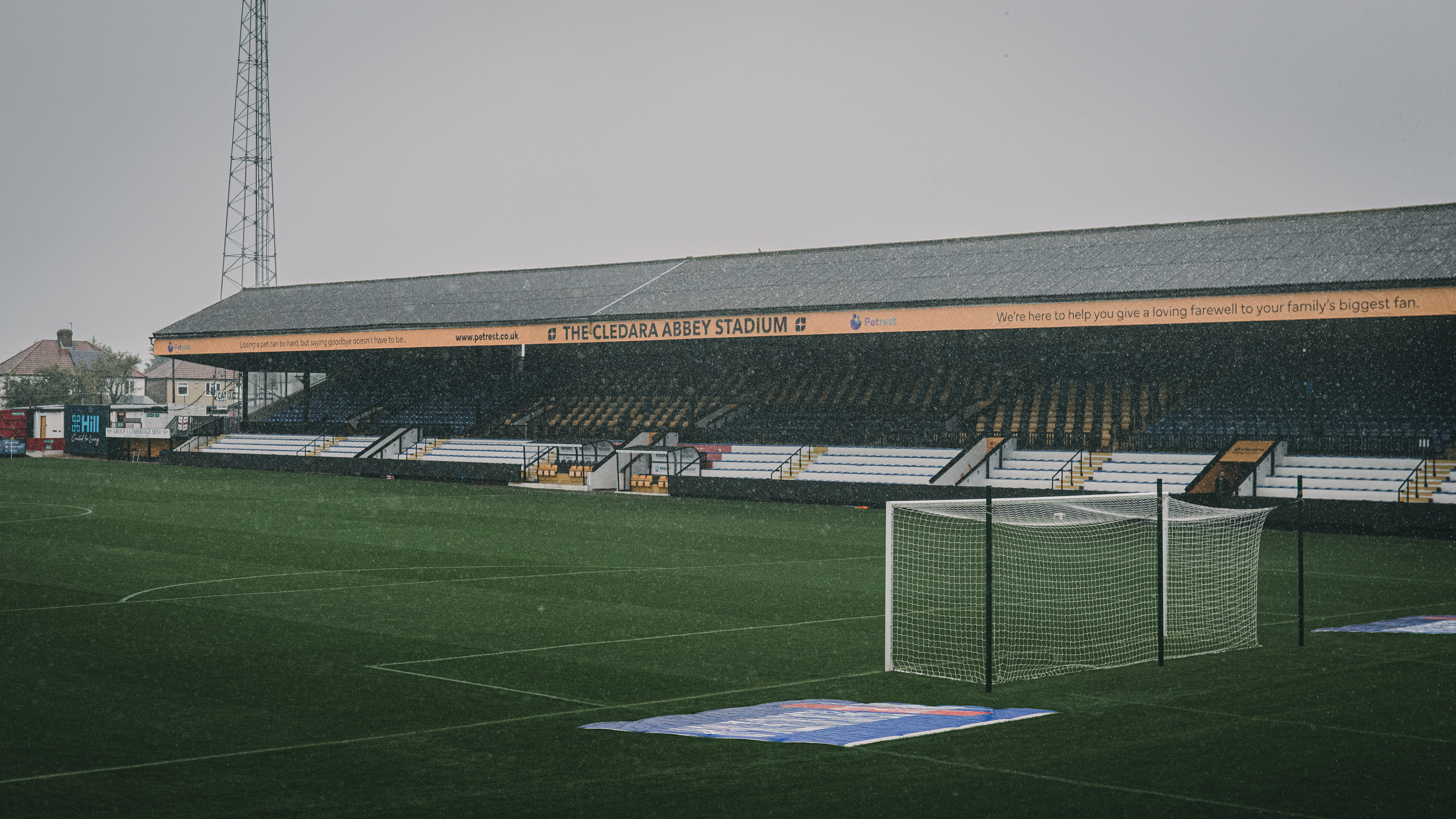 Cledara Abbey Stadium in the rain