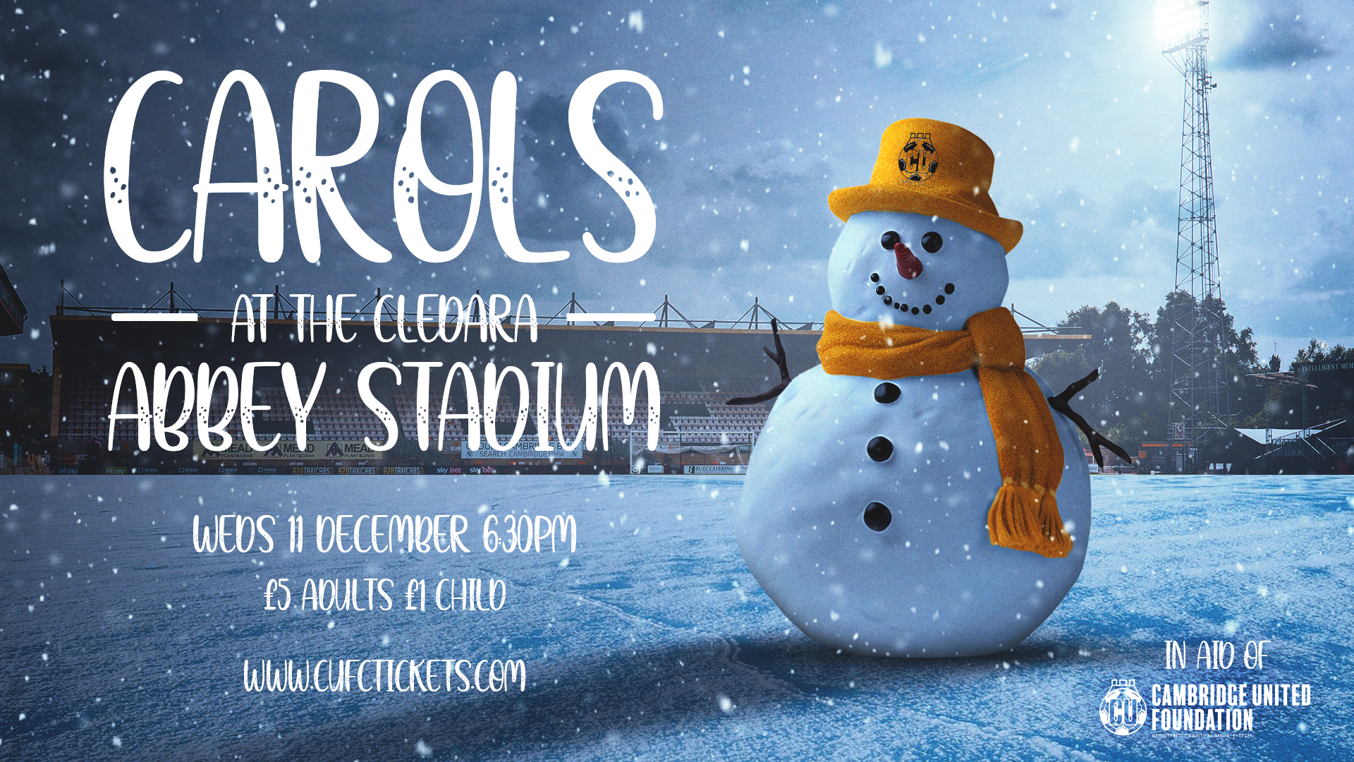 Carols at the Cledara Abbey Stadium graphic