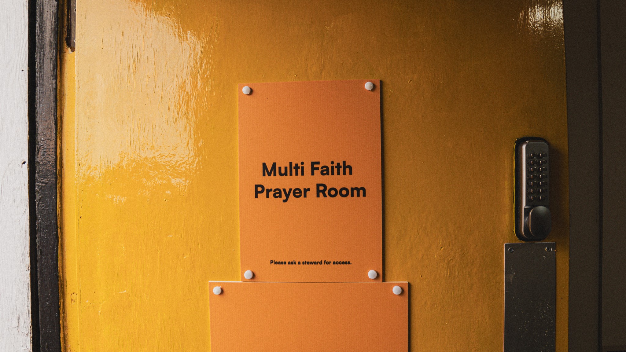 The front door of the Multi Faith Prayer Room