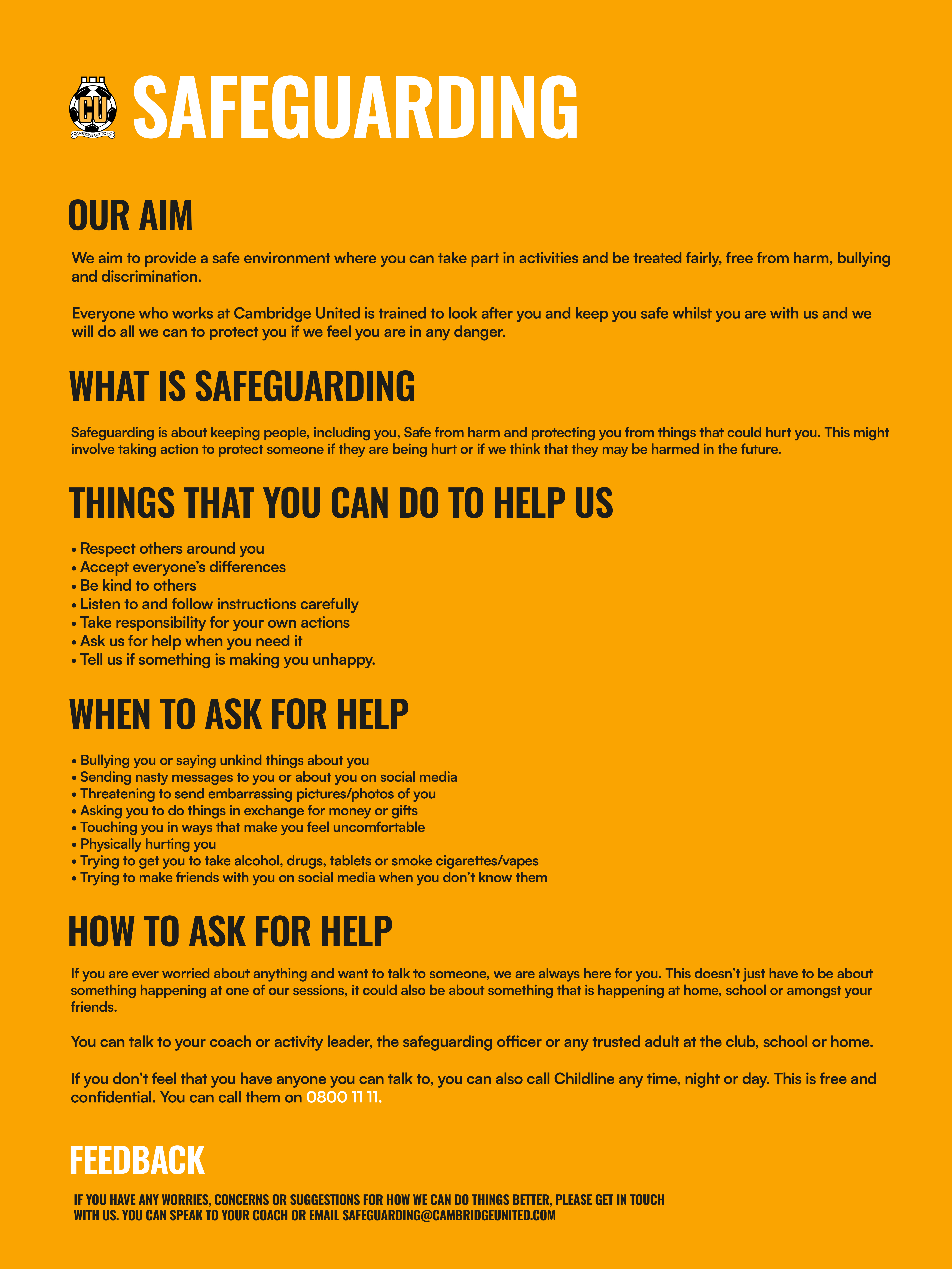 Cambridge United Safeguarding Poster