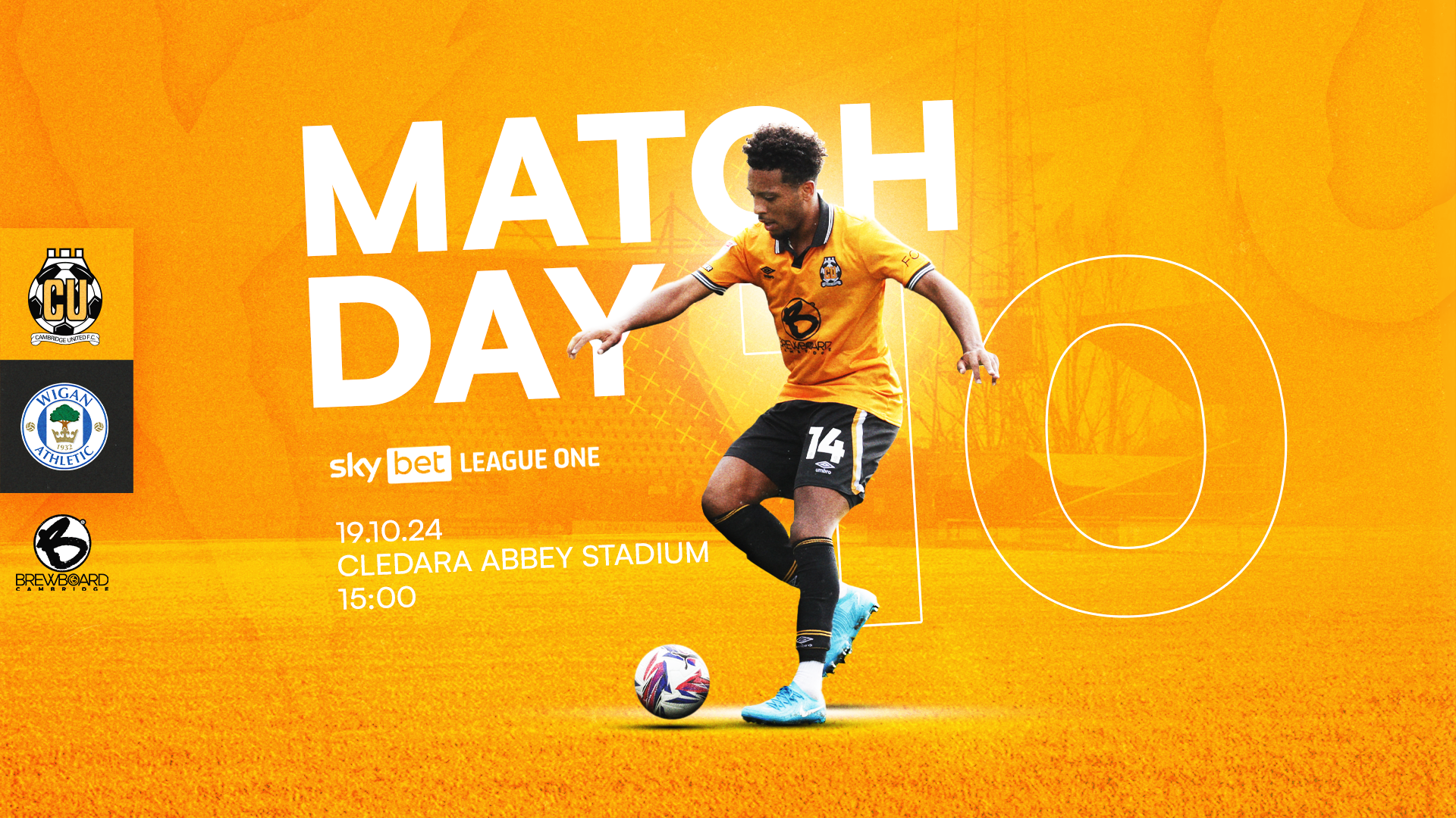 Matchday graphic for Cambridge United vs Wigan Athletic