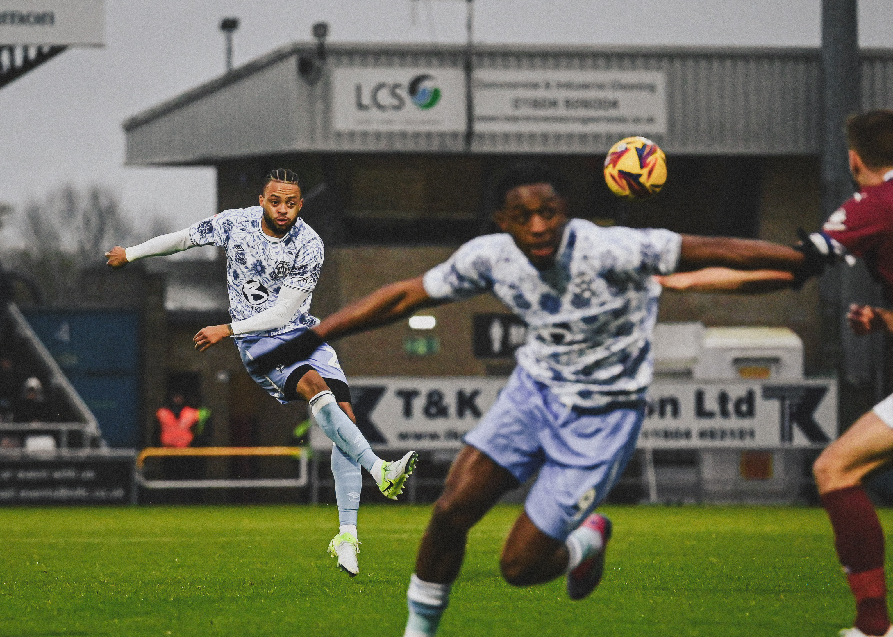 Jordan Cousins shoots at goal vs Northampton