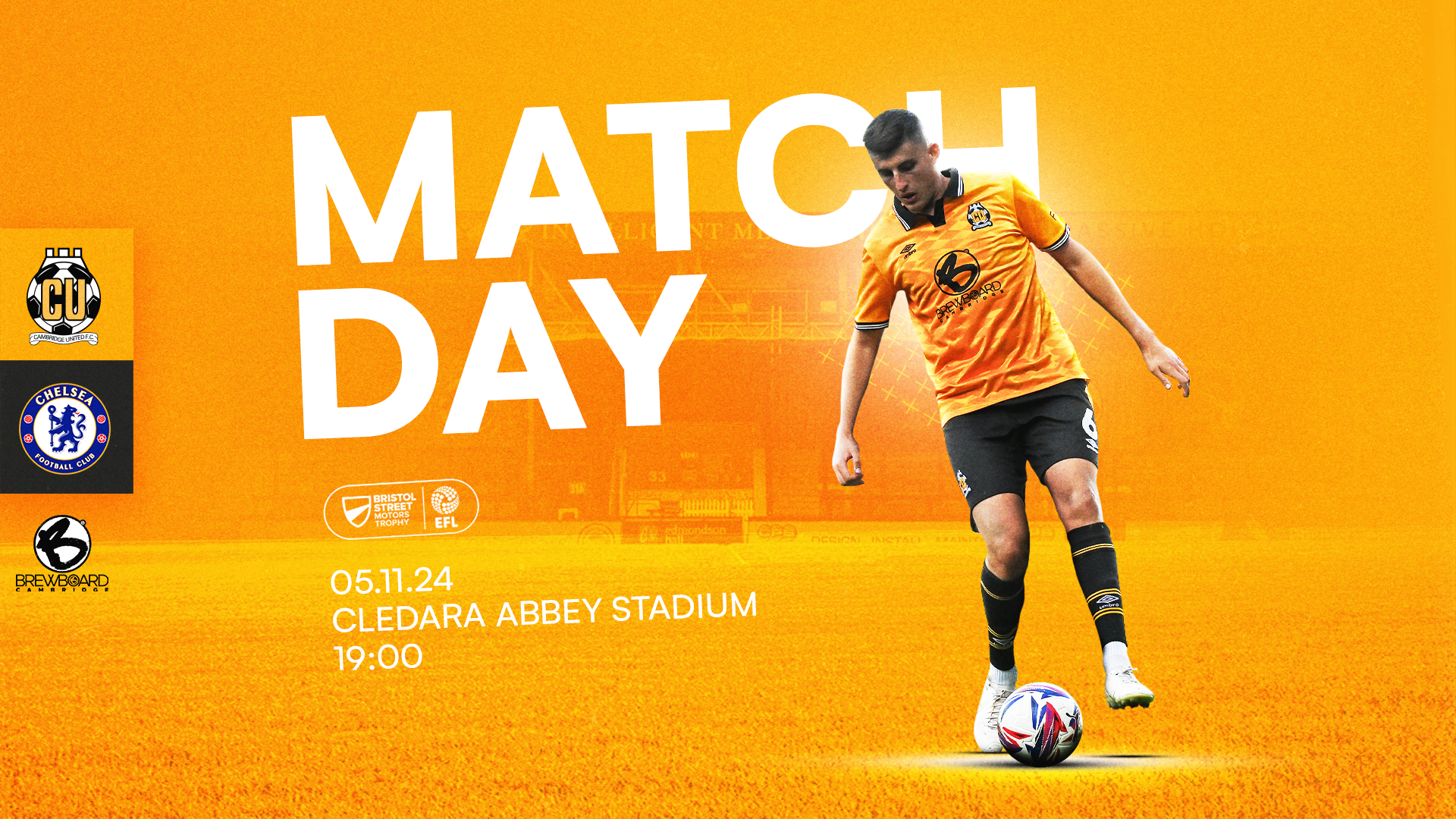 Matchday graphic for Cambridge United vs Chelsea U21s