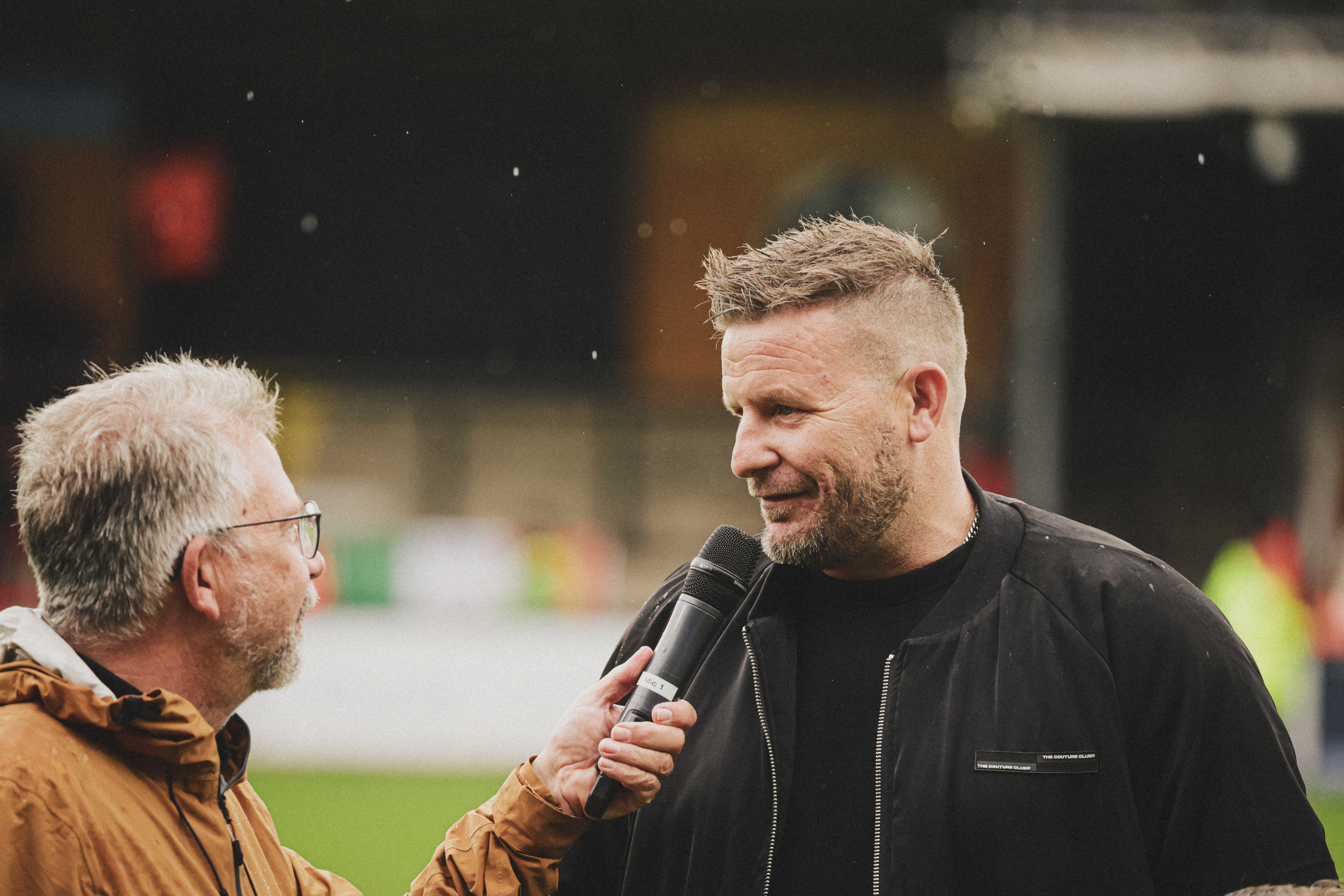 Danny Potter speaking at the Cledara Abbey Stadium