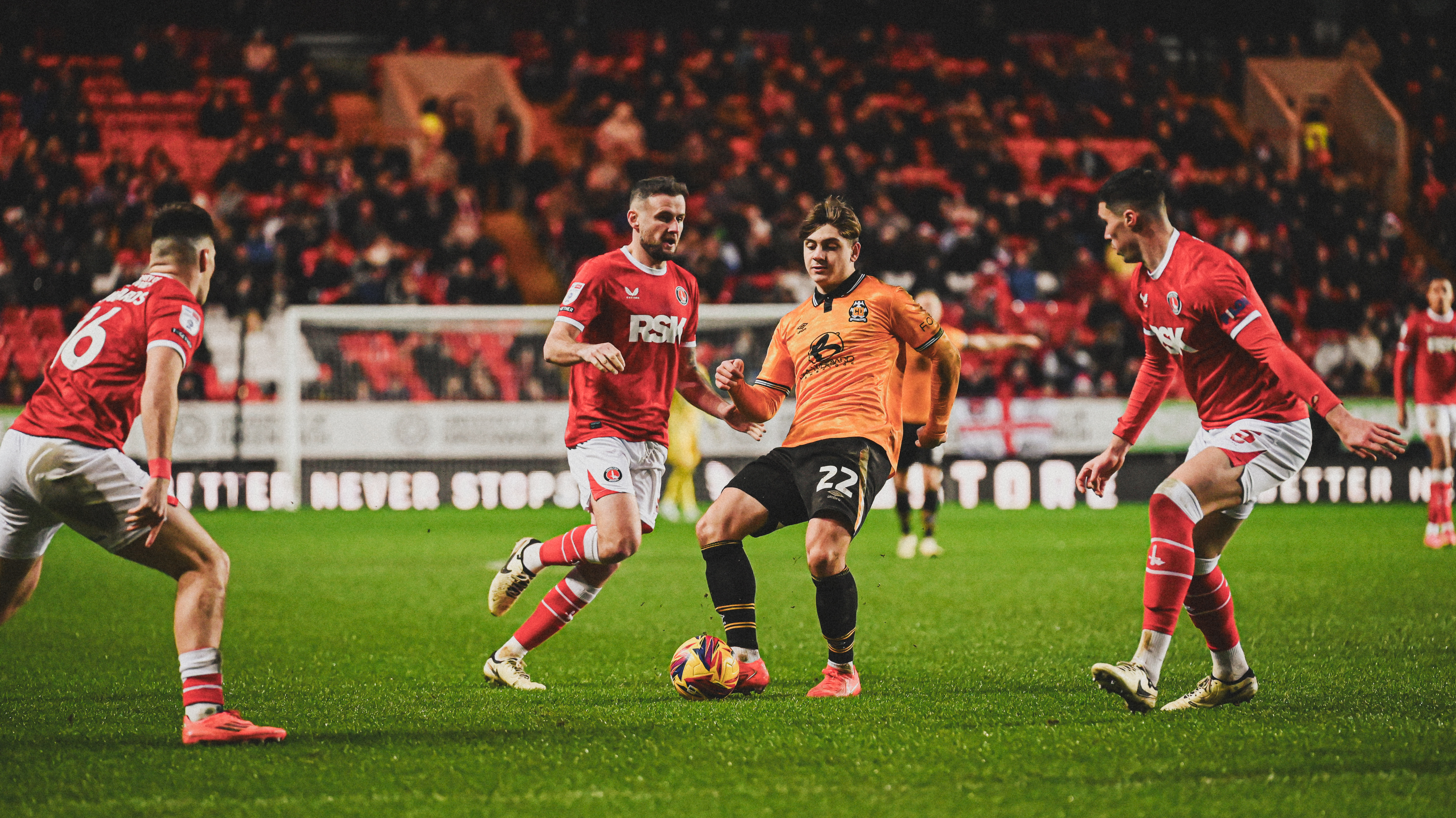 Josh Stokes in action vs Charlton