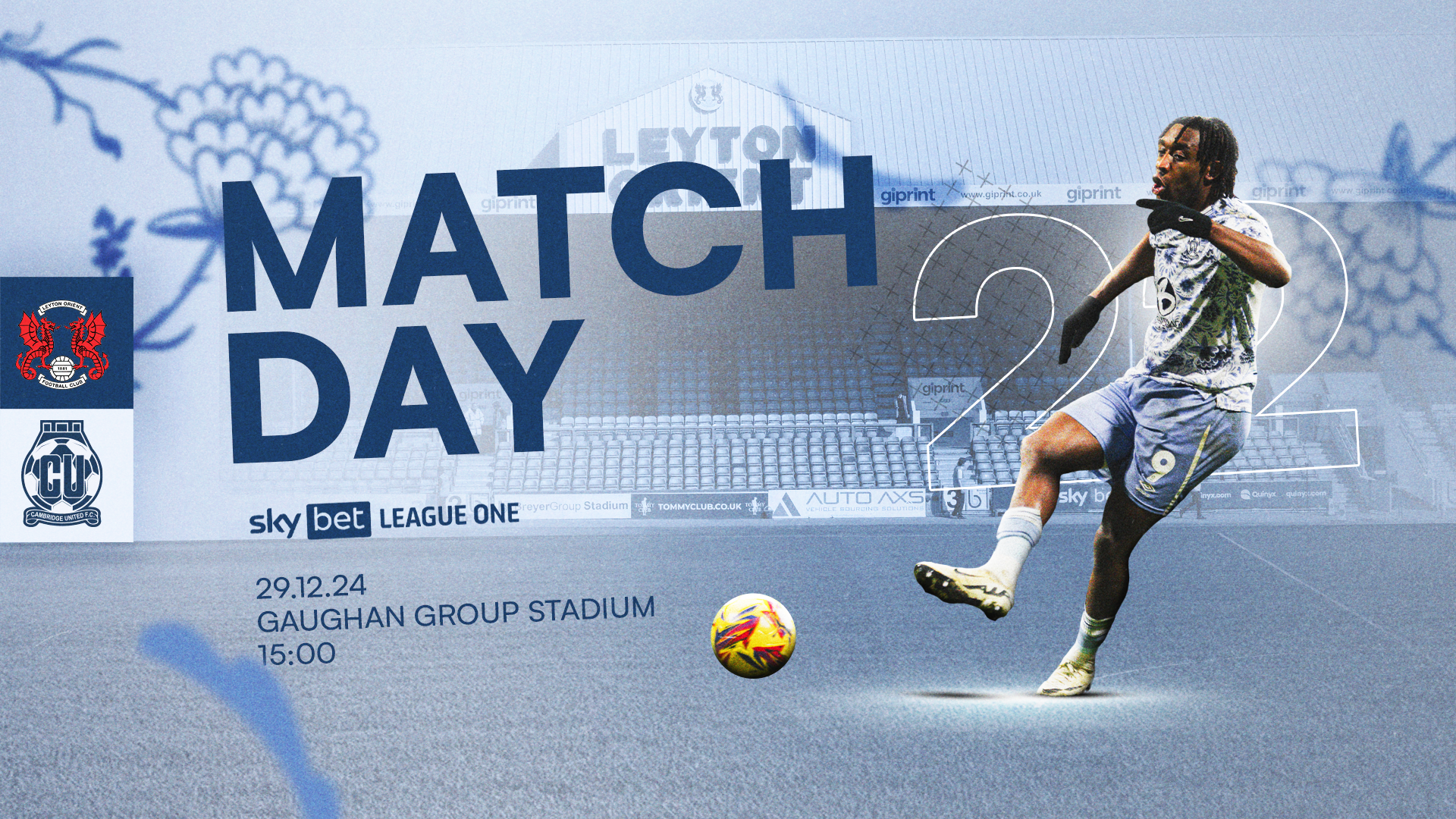 Matchday graphic for Leyton Orient vs Cambridge United 