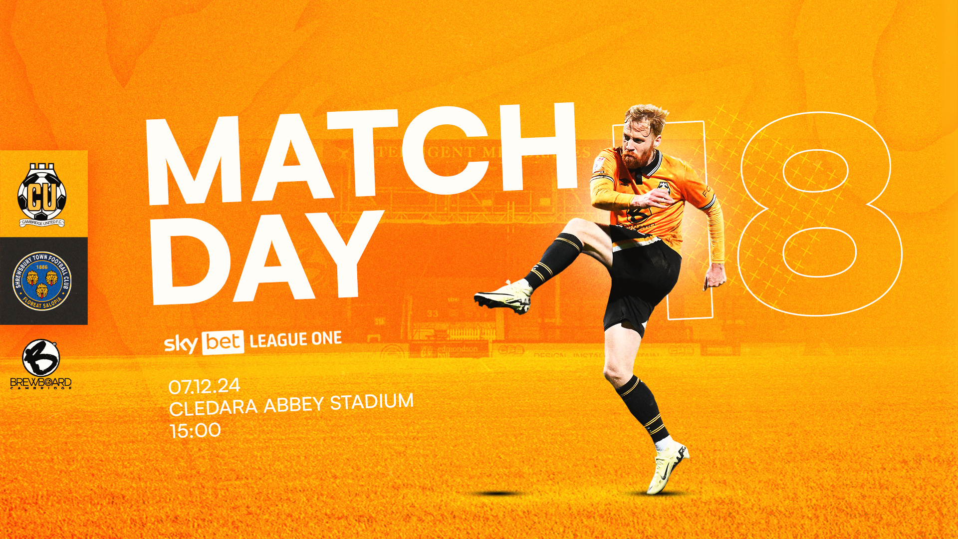 Matchday graphic for Cambridge United vs Shrewsbury