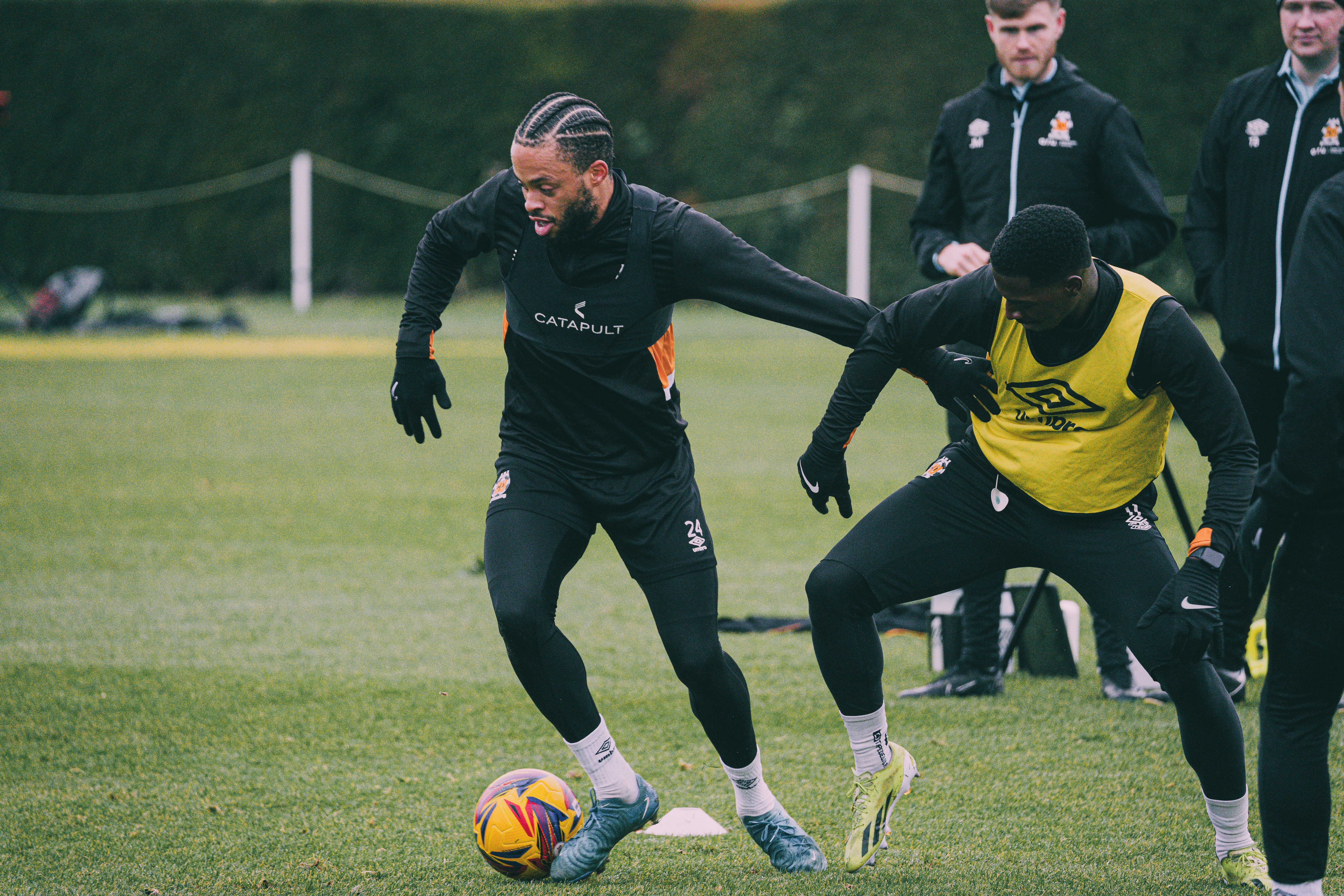 Jordan Cousins and Sullay Kaikai in training