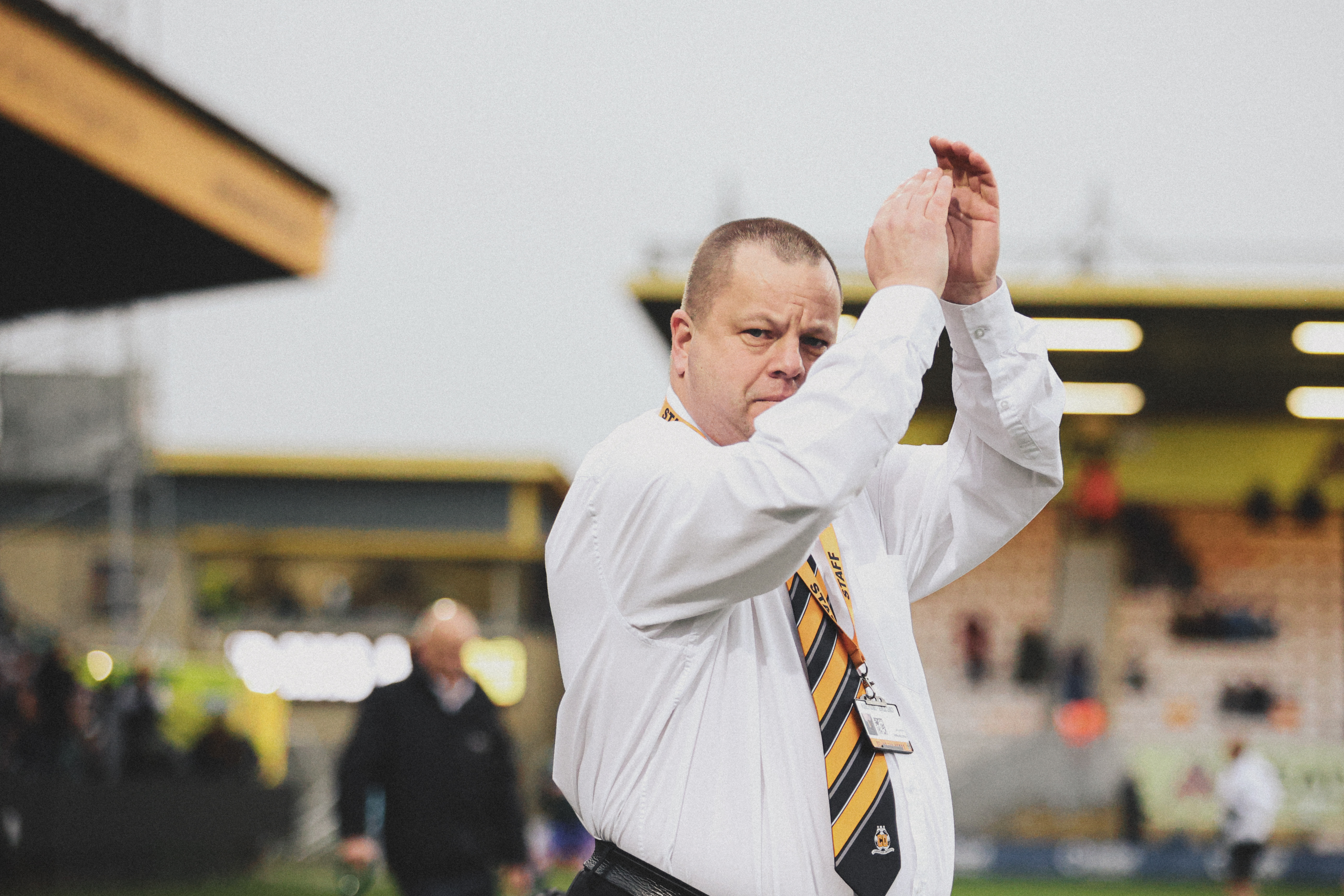 Paul Harrison salutes the crowd