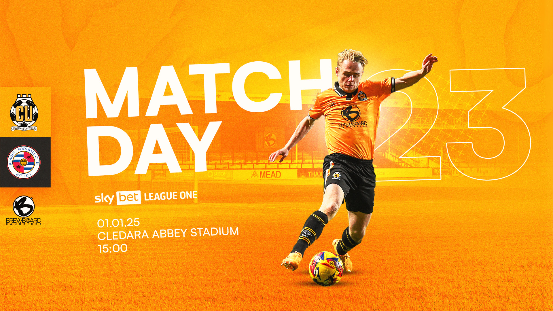 Matchday graphic for Cambridge United vs Reading