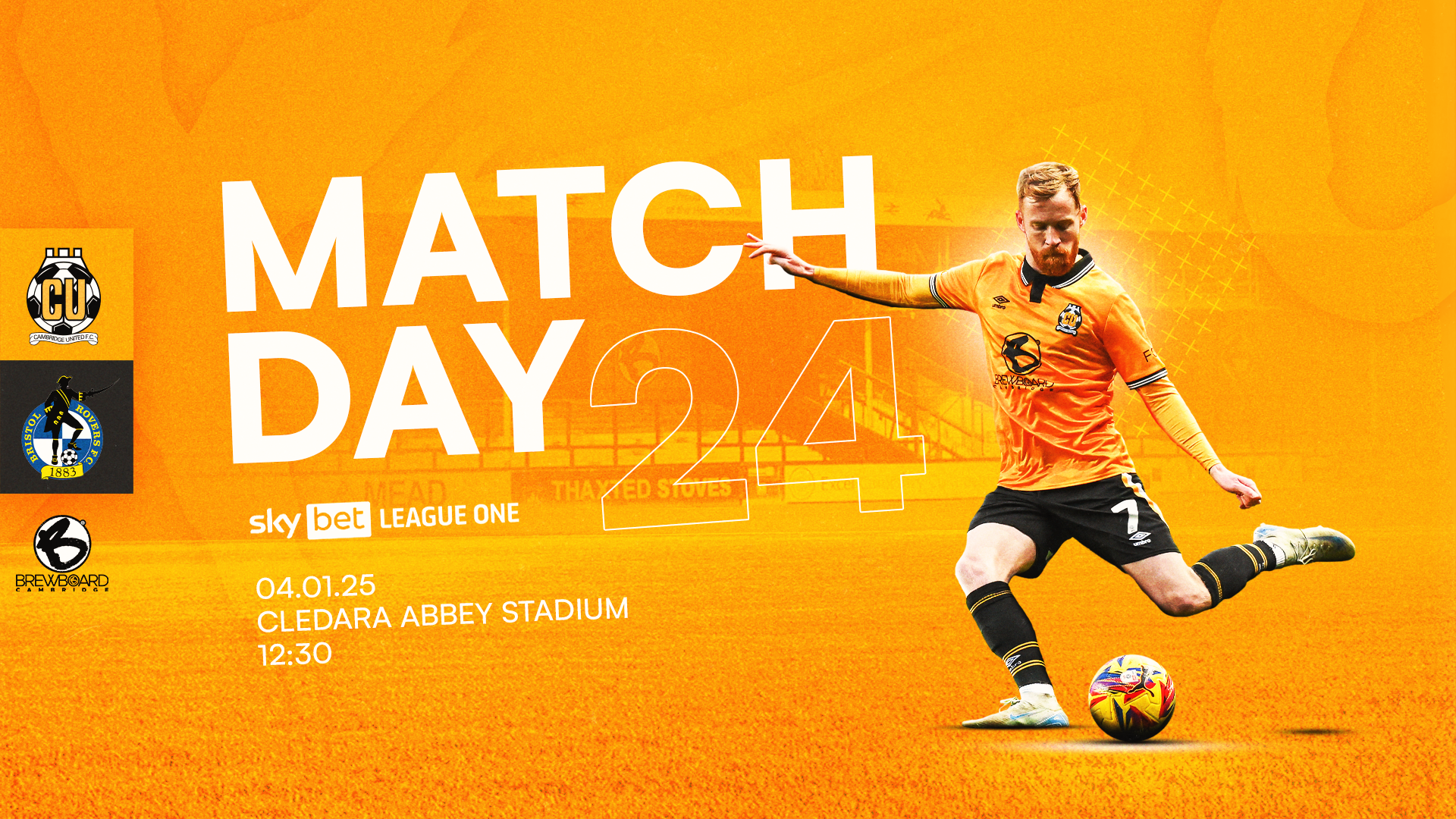 Matchday graphic for Cambridge United vs Bristol Rovers