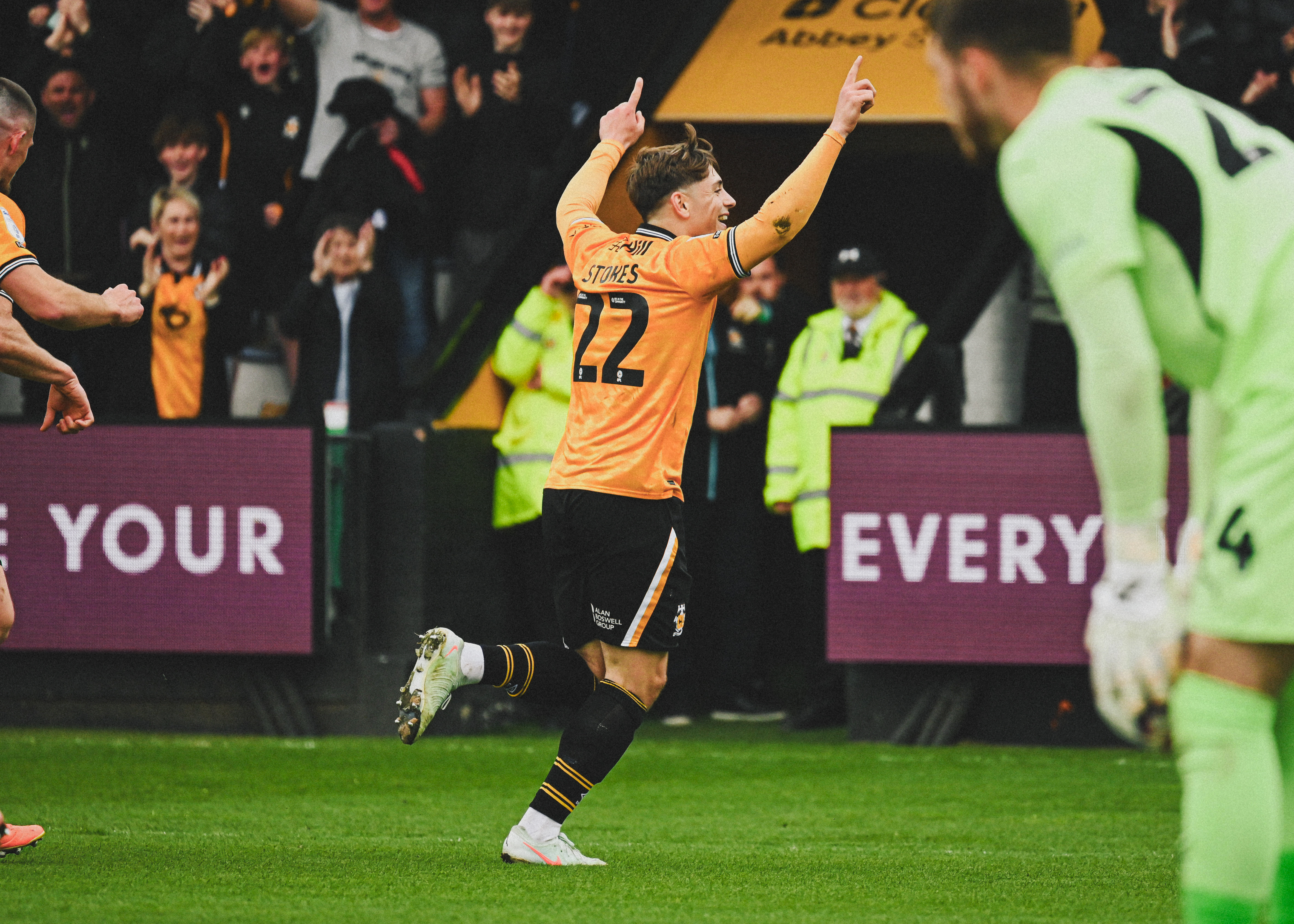 Josh Stokes celebrates vs Leyton Orient