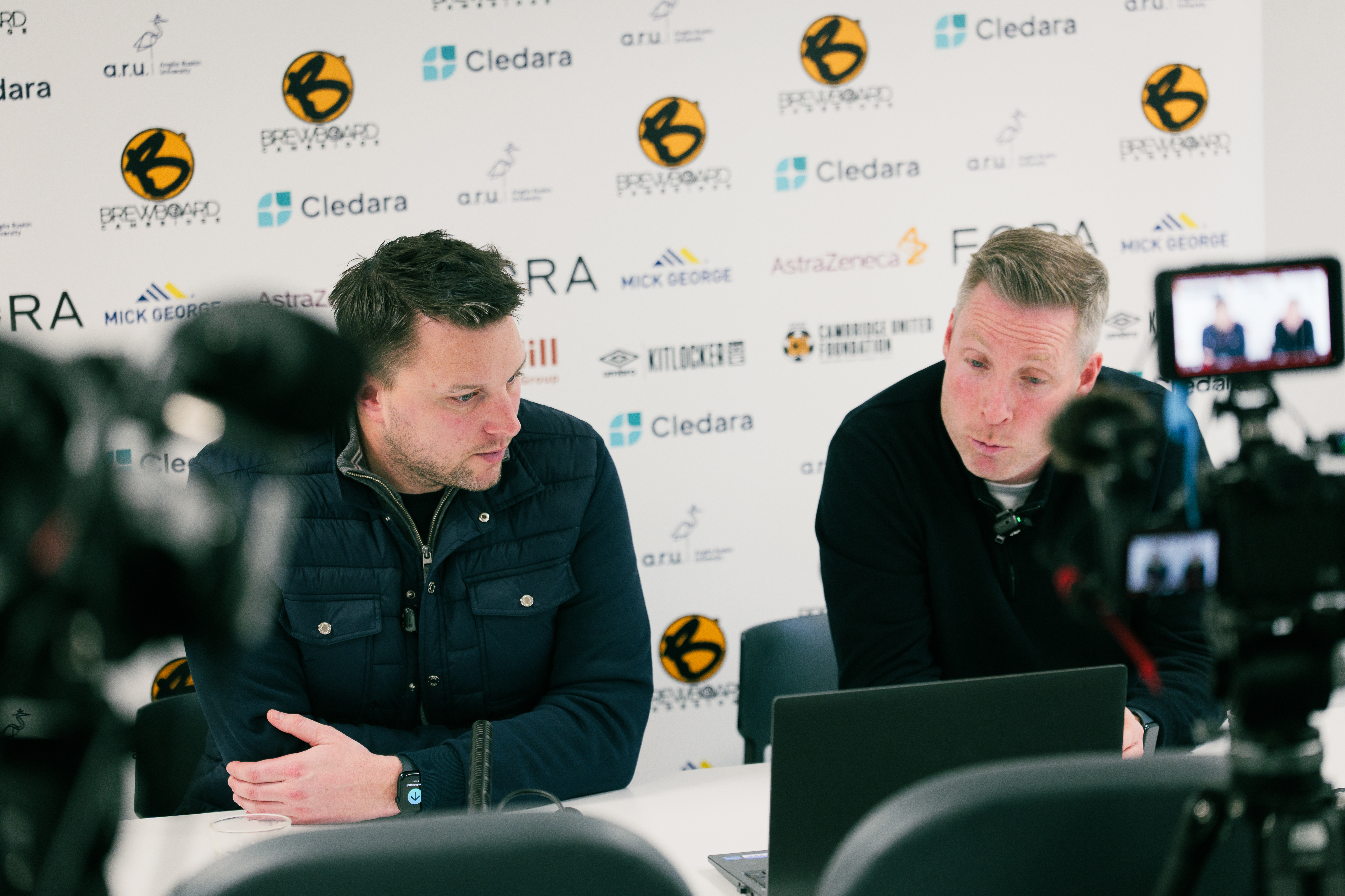 Mark Bonne and Neil Harris talk to the press