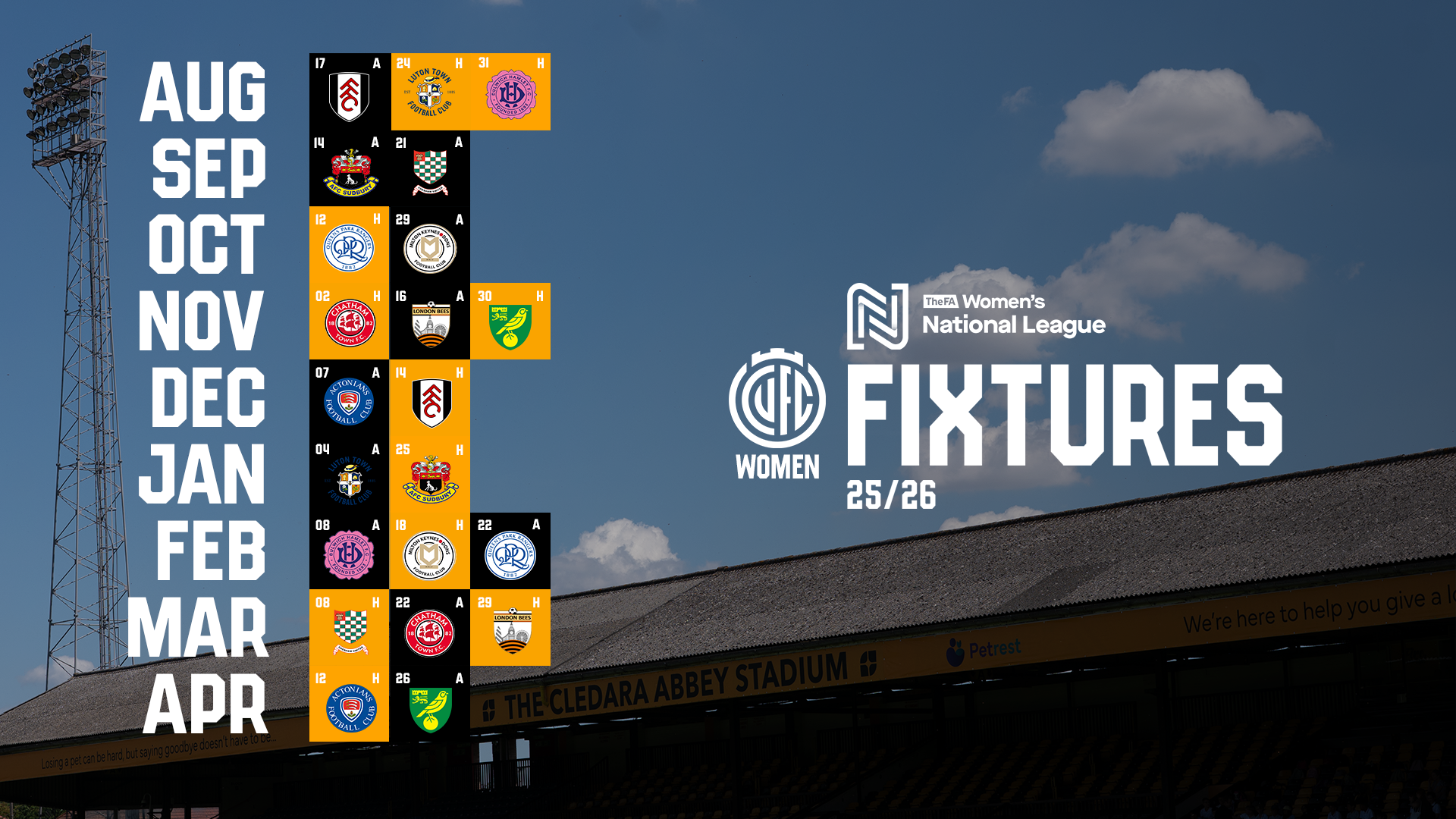 Cambridge United Women's Fixtures