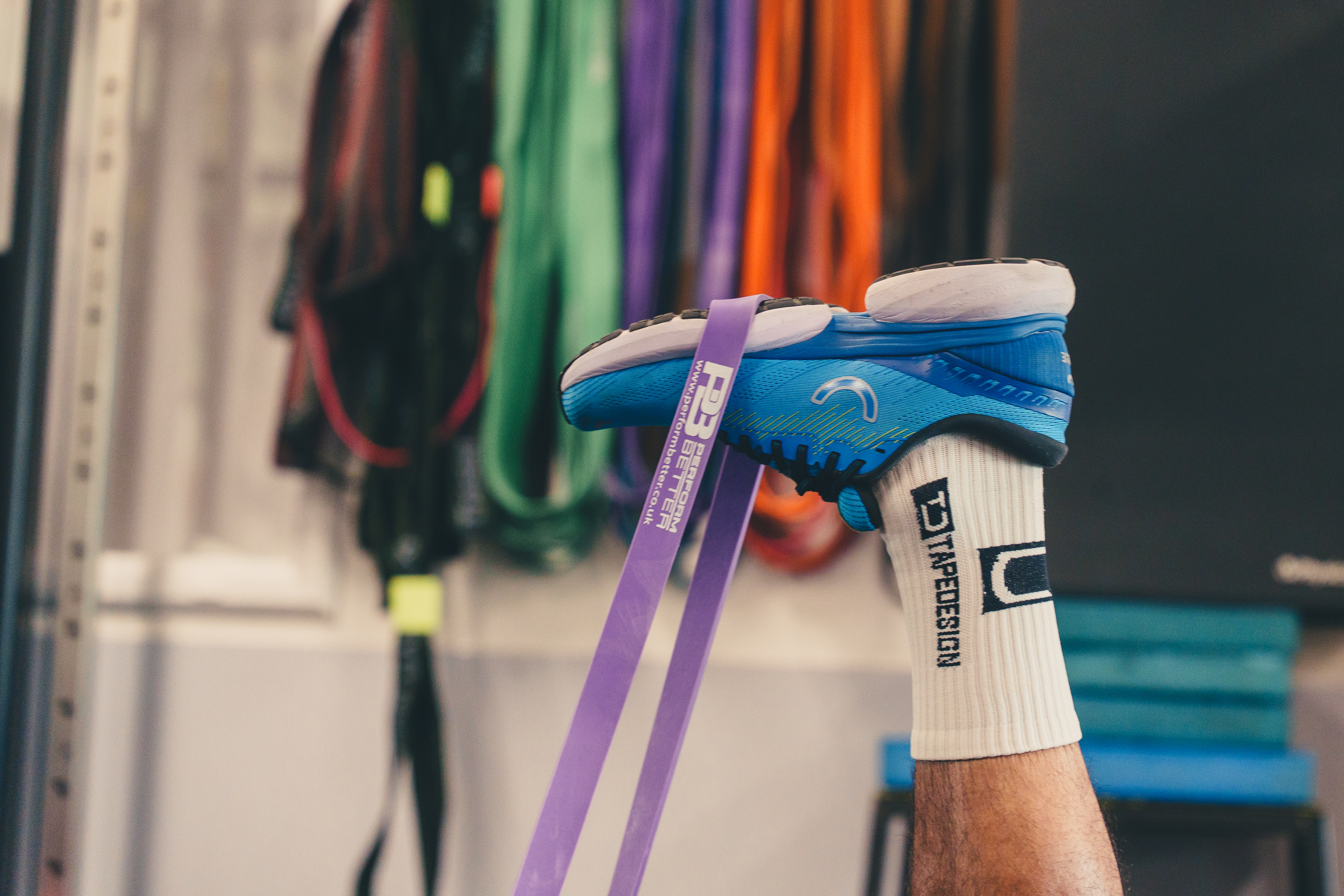 A close up of a players shoe
