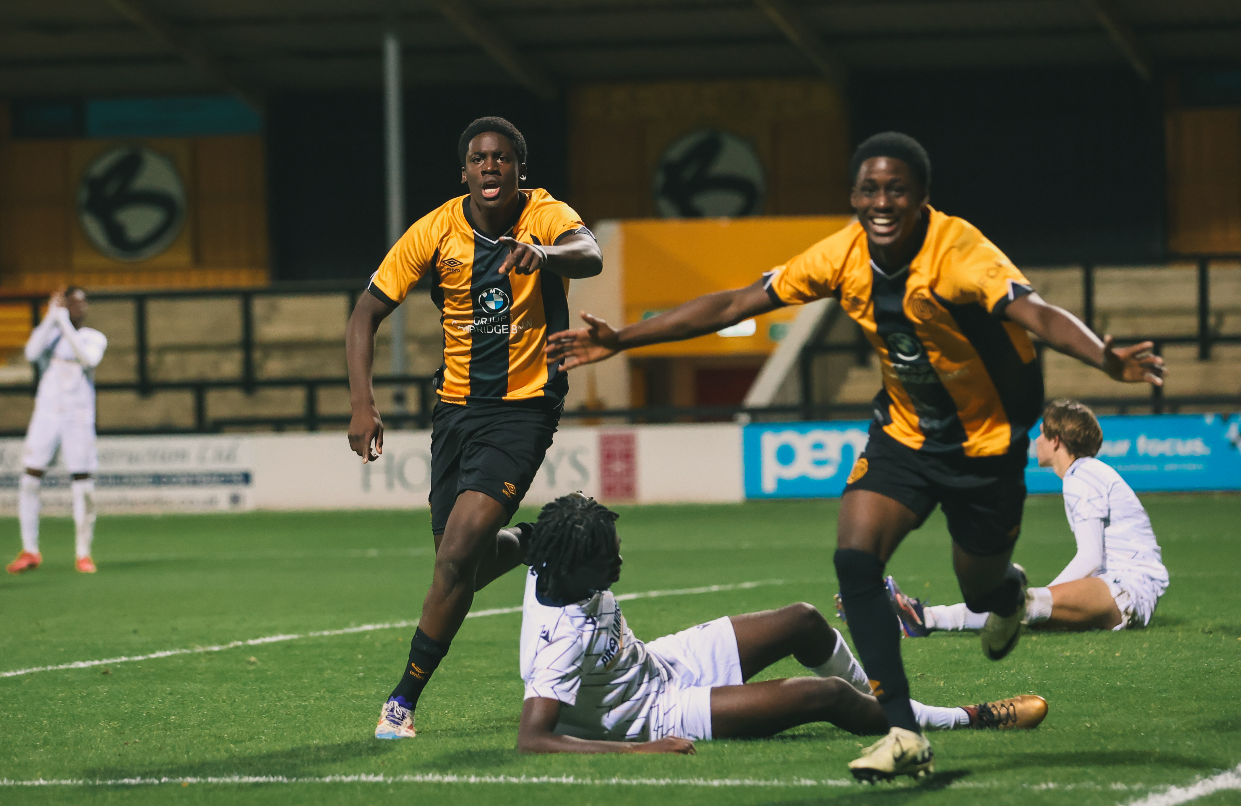 Daniel Efobi celebrates