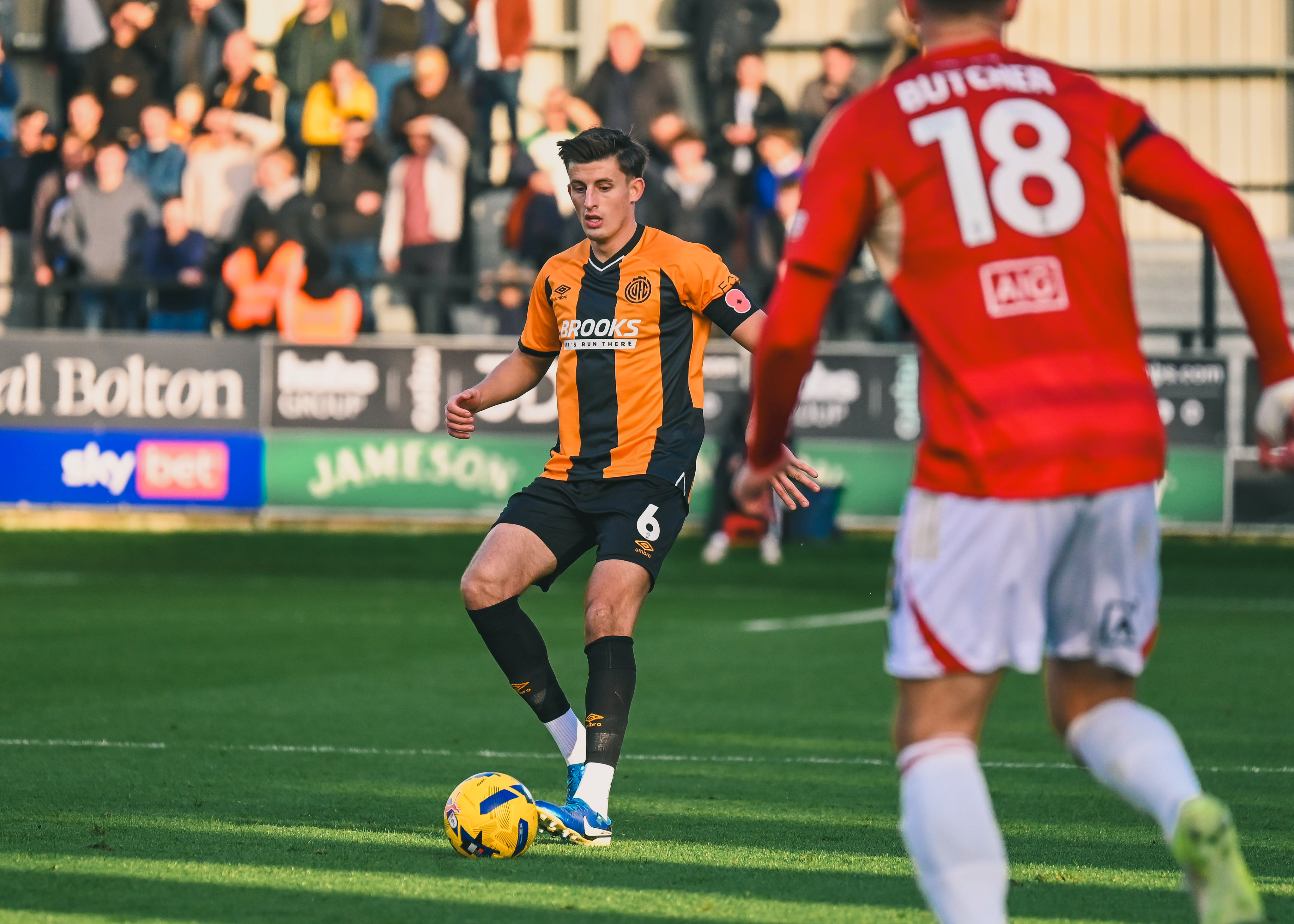 Kell Watts in action vs Salford City