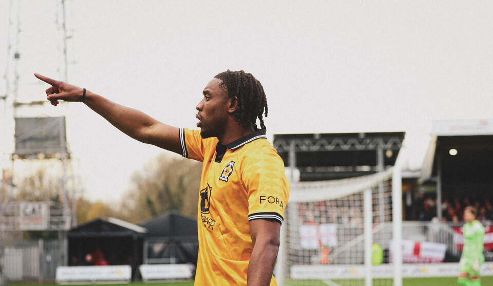 Dan Nlundulu celebrates scoring