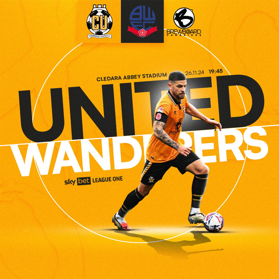 Matchday graphic for Cambridge United vs Bolton Wanderers