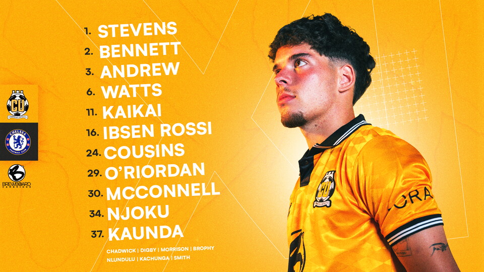 Team News graphic for Cambridge United vs Chelsea