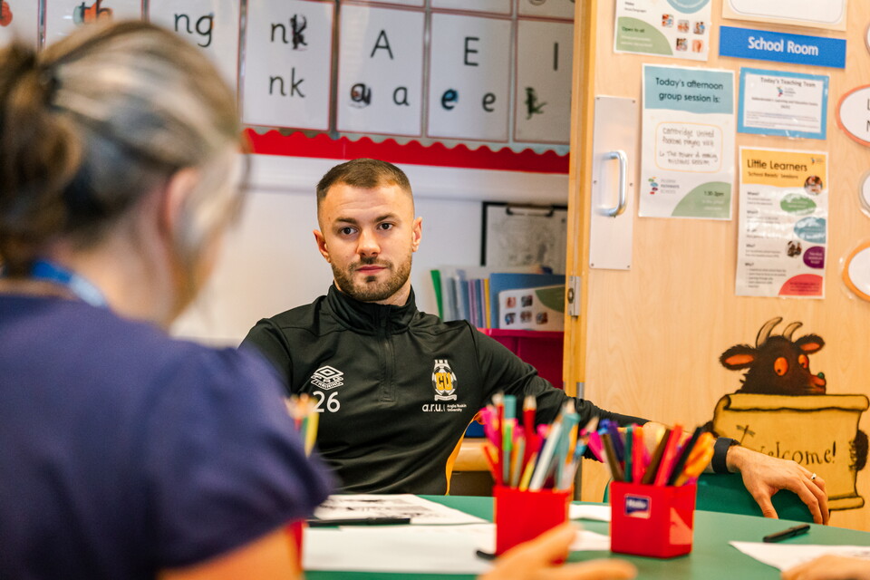 Players visit Pilgrim Pathways School