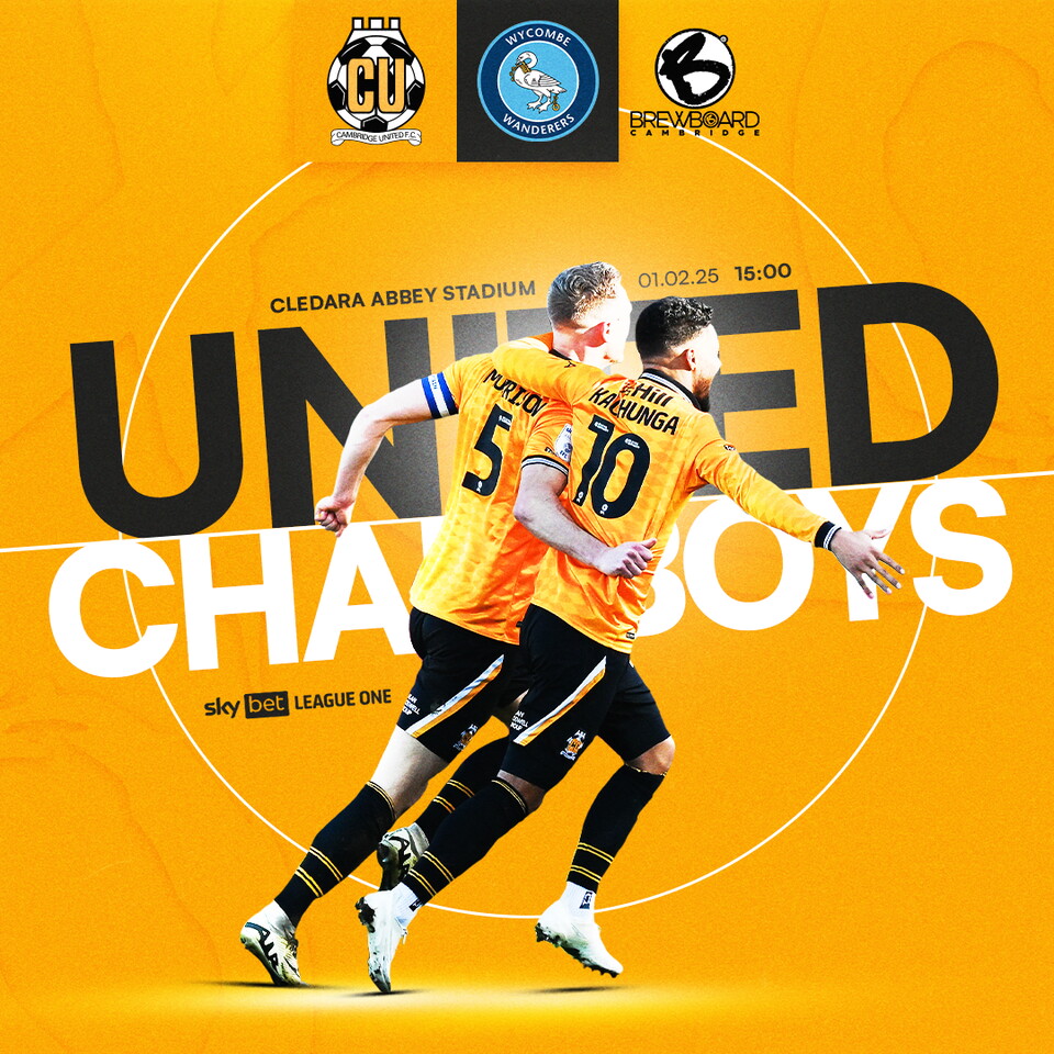 Graphic promoting Cambridge United vs Wycombe Wanderers
