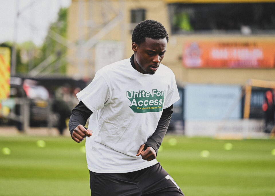 Jubril Okedina wearing a Unite for Access shirt