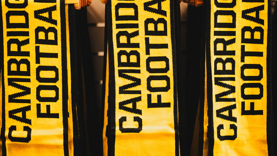 Scarves hung up in the Club Shop