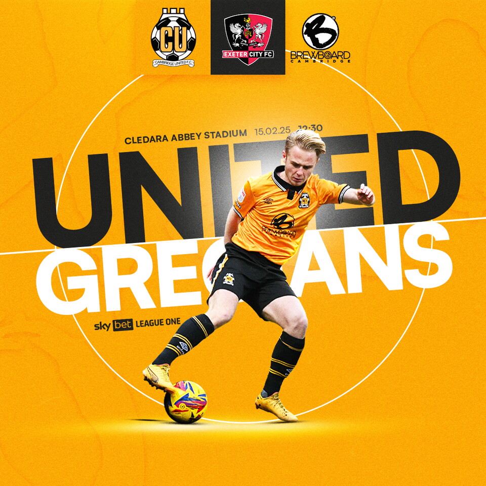 Graphic promoting Cambridge United vs Exeter City