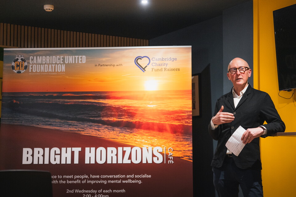 Godric Smith speaks at Bright Horizons Cafe launch event