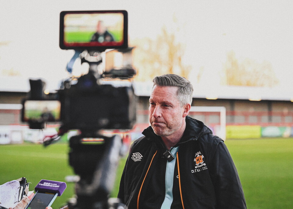 Neil Harris talking to the press