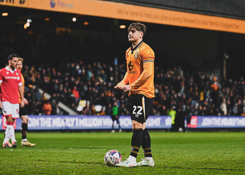 Josh Stokes prepares to take a penalty