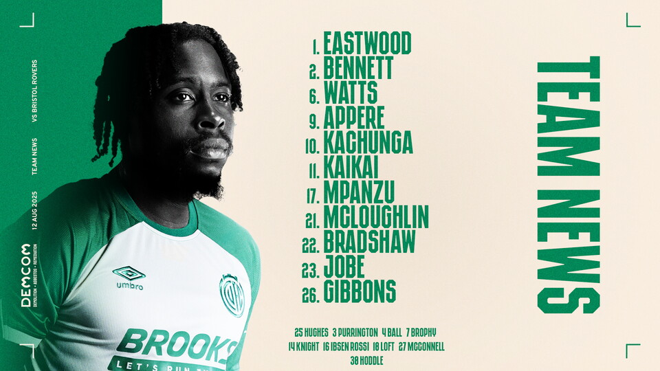 Bristol Rovers team news graphic