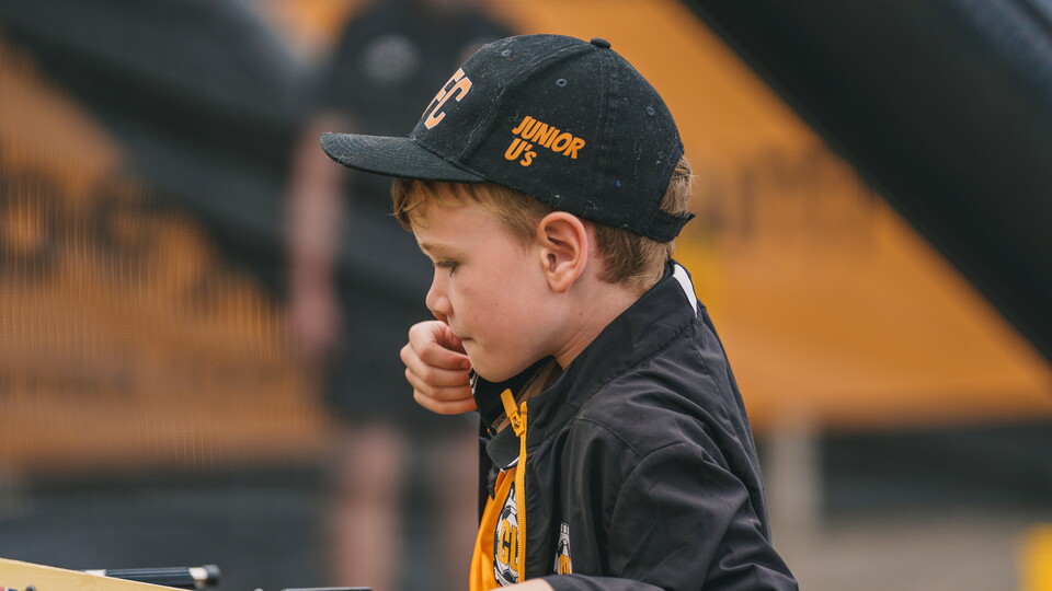A young fan at the Cledara Abbey Stadium