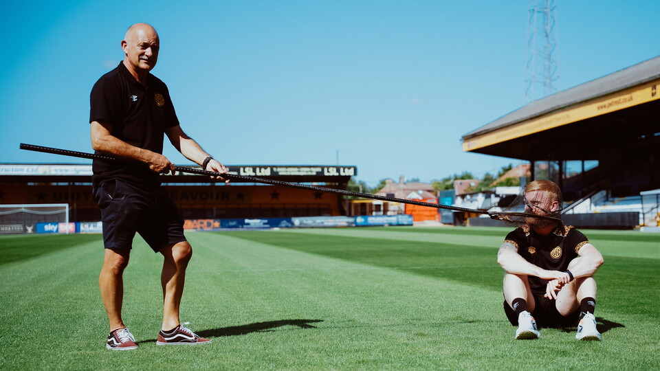Ian Darler and Liam O'Neil at the Cledara Abbey Stadium