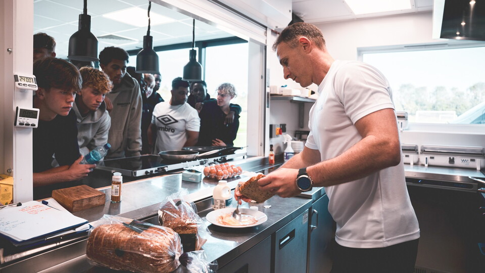 Mark Pugh working with Cambridge United Scholars