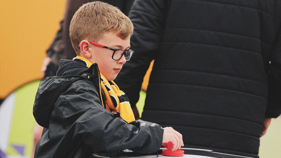 A young fan at the Cledara Abbey Stadium