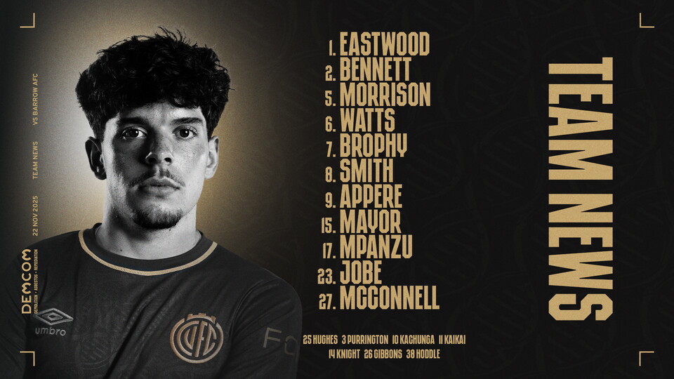 Team News v Barrow