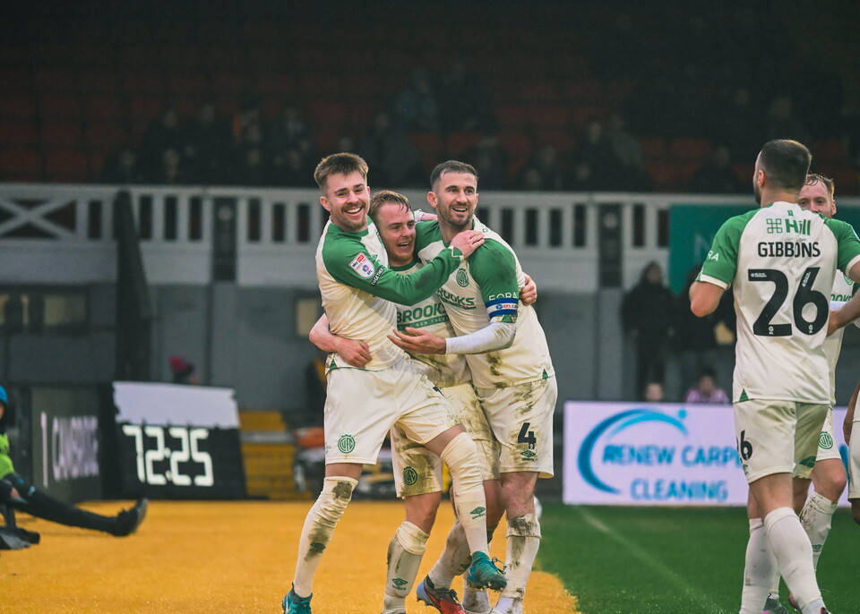 Liam Bennett and teammates celebrate at Newport