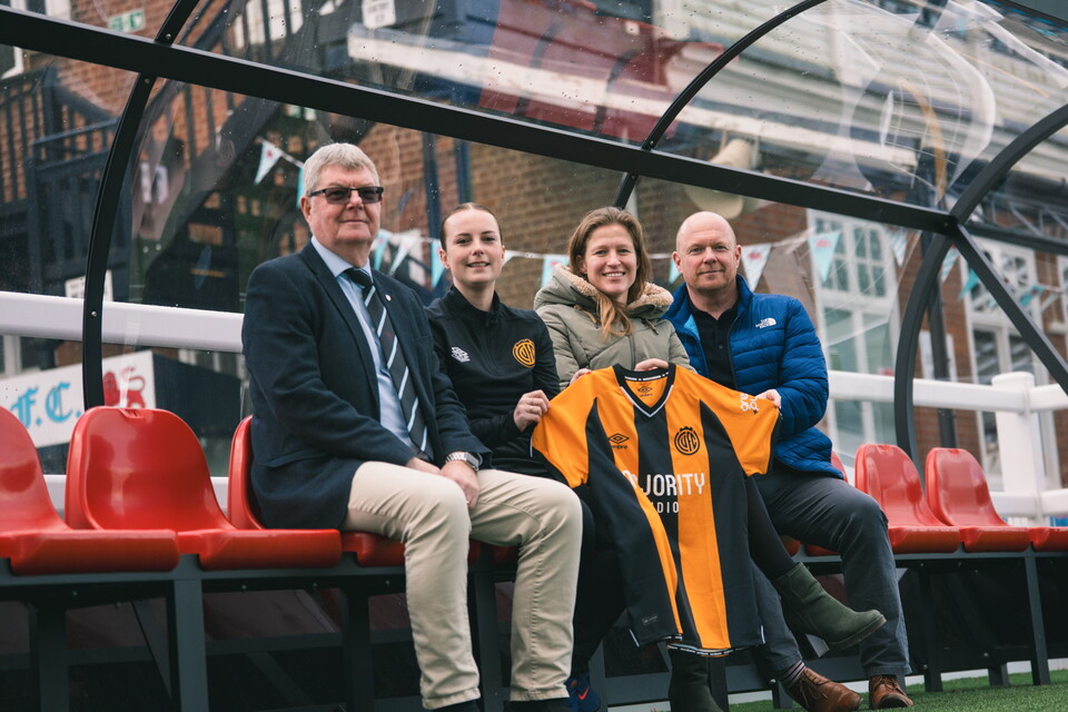 Cambridge United Women and Cambridge University representatives at Grange Road Stadium