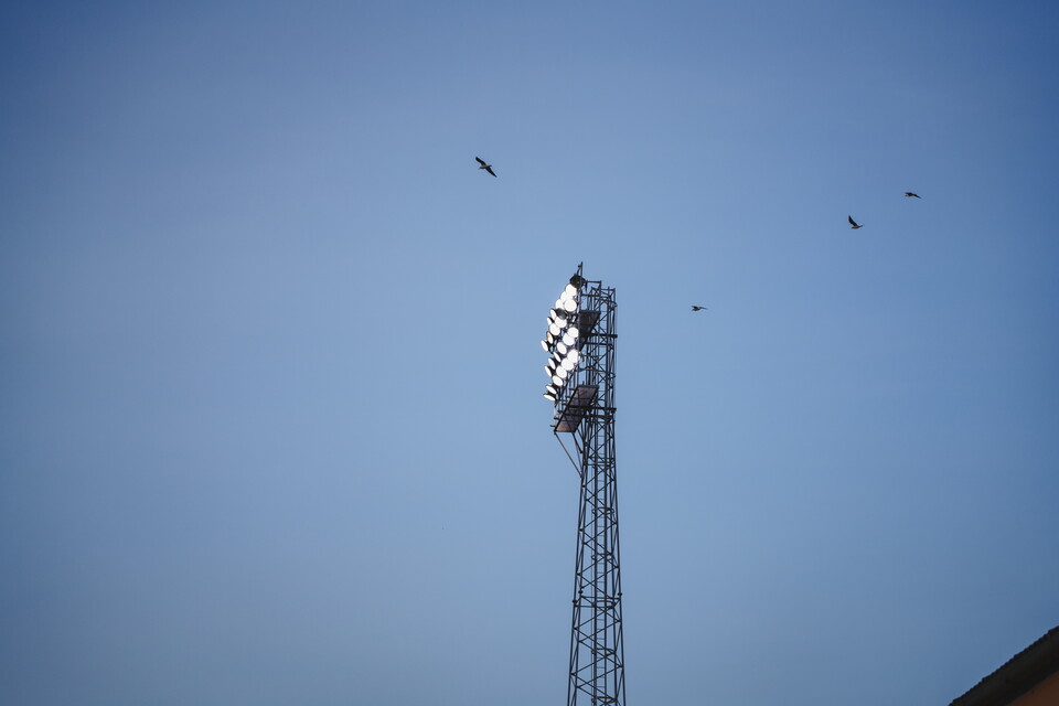 Floodlights at the Cledara Abbey Stadium