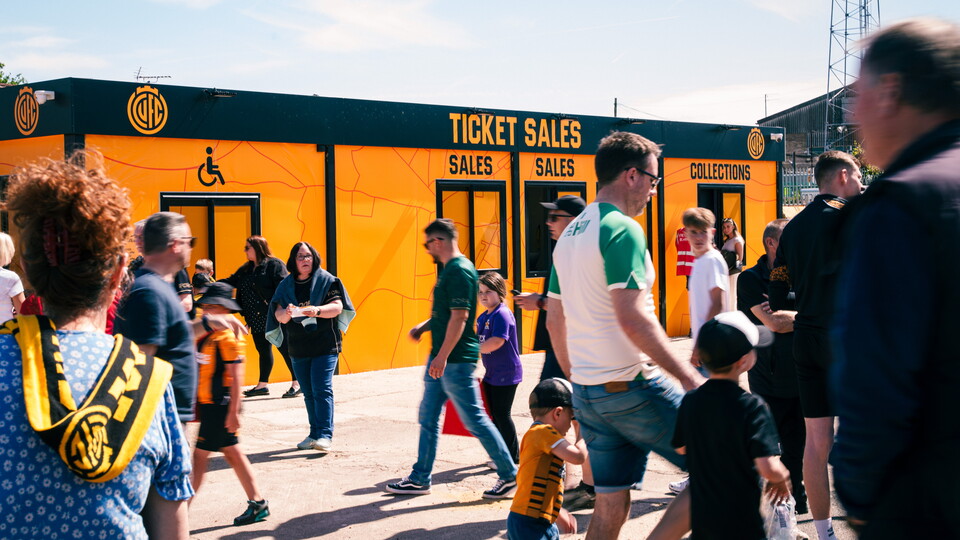 Fans outside the Ticket Office