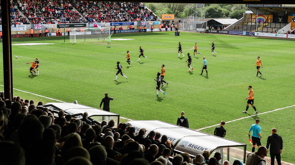 A view of the action from the Main Stand