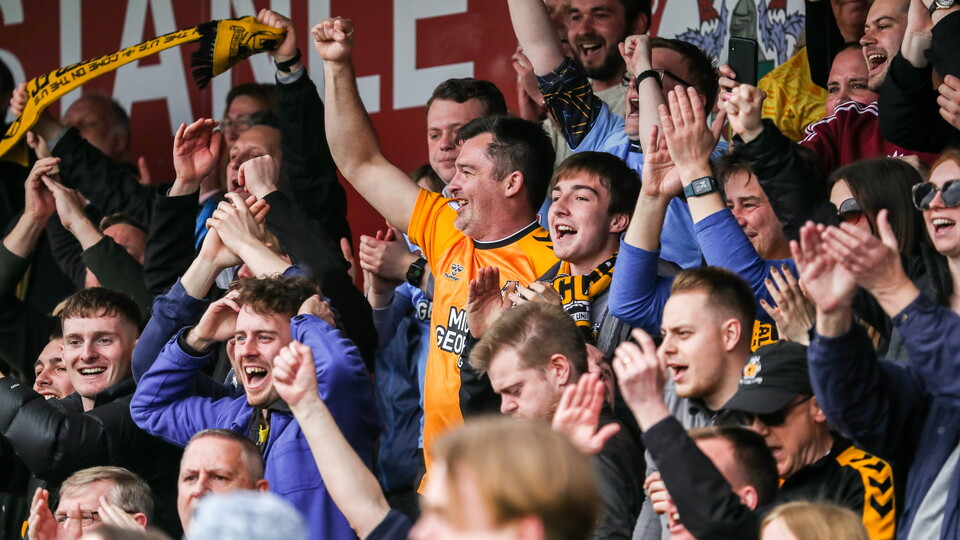 Fans enjoy a victory in Accrington