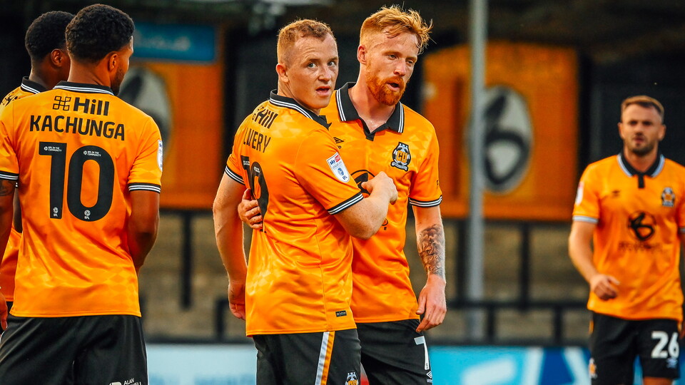 Shayne Lavery celebrating after scoring against West Brom