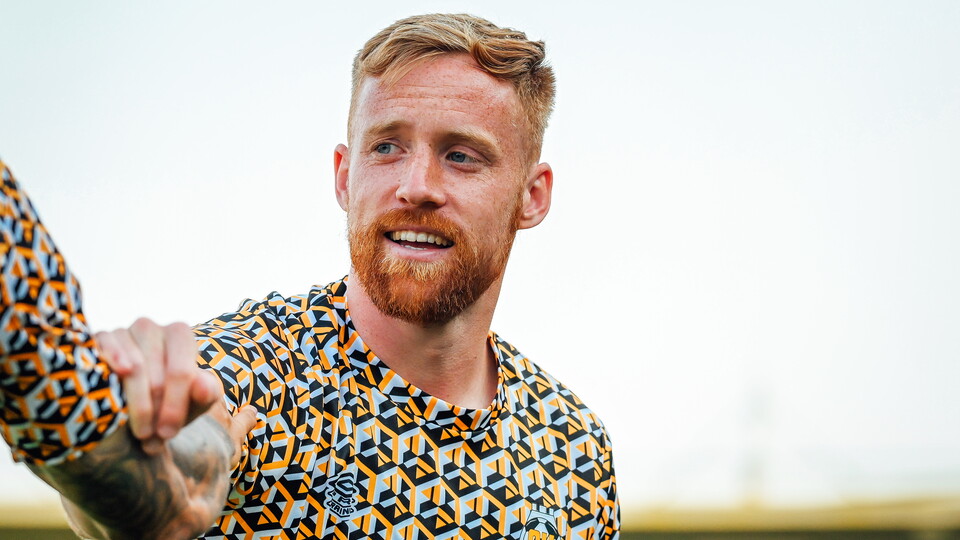 James Brophy during warm-ups