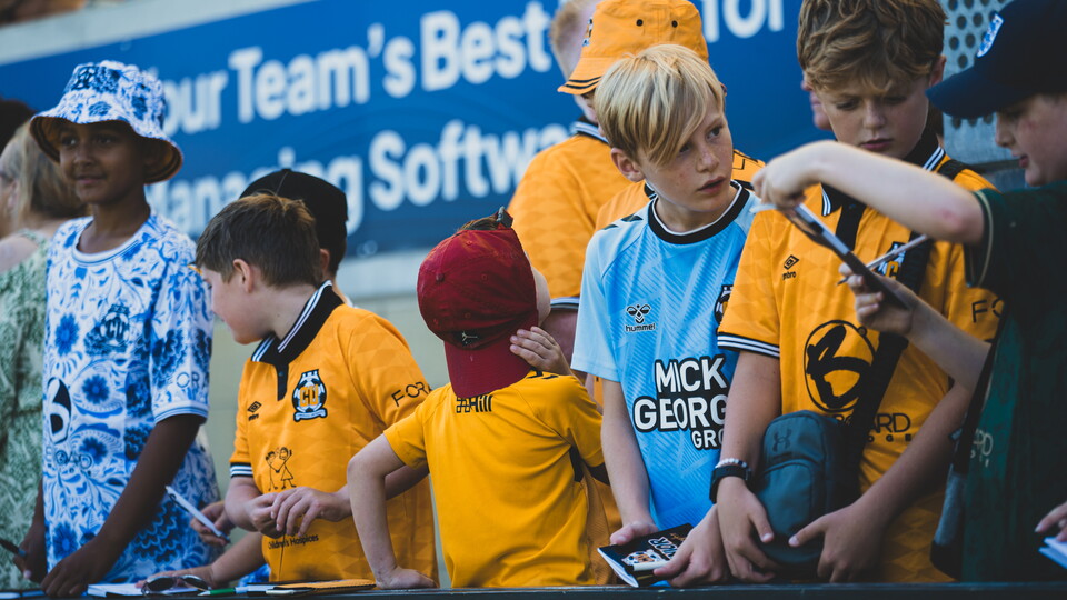 Young fans at the Cledara Abbey Stadium